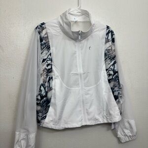 ZYIA White and Black Marble Bomber Jacket